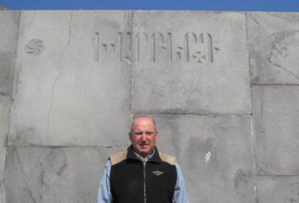 Jim Kachadorian at Kharpert Memorial, Genocide Museum, Yerevan